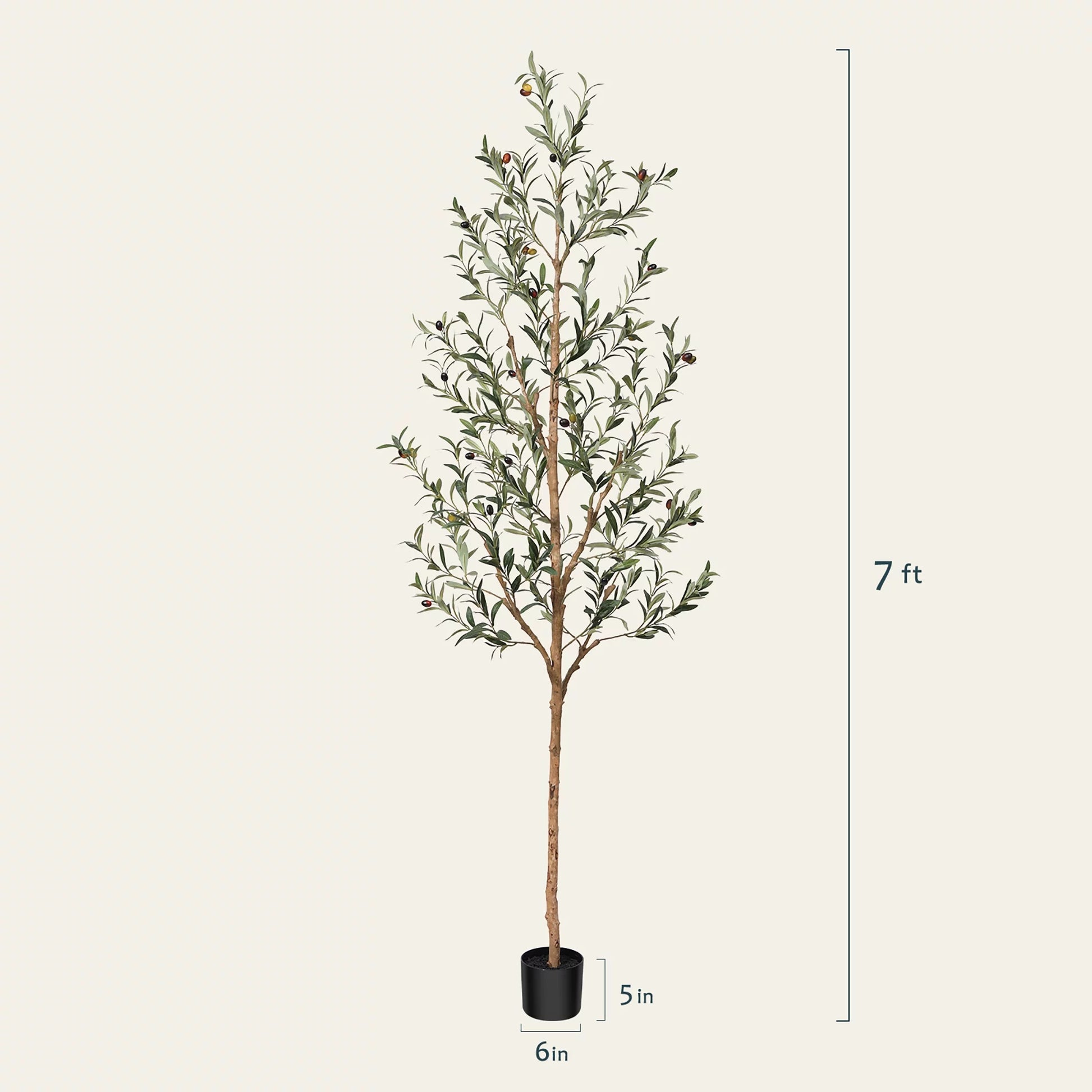 7FT Artificial Olive Tree with Fruits and Wood Branches, Potted Faux Olive Plants. 12 Lb.