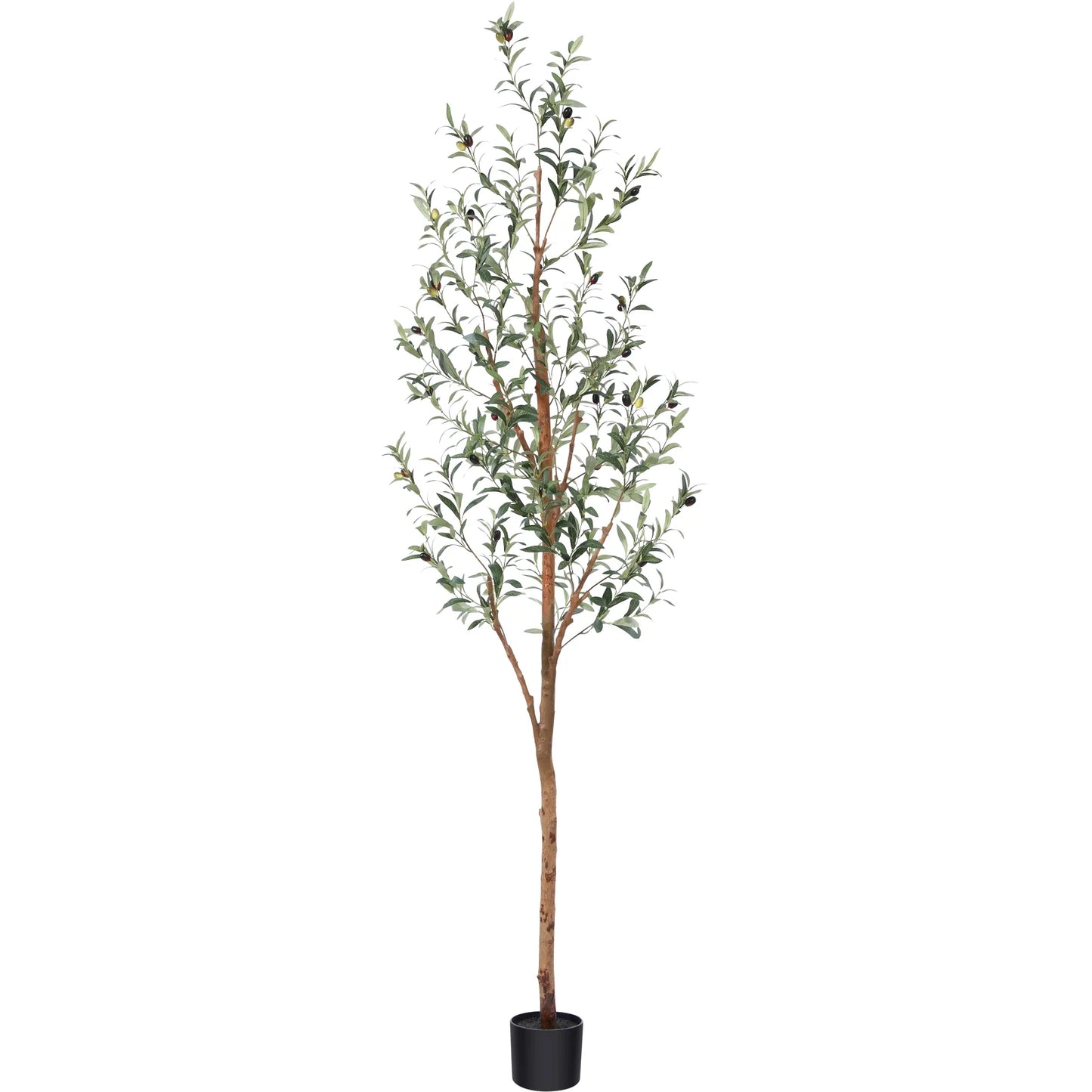 7FT Artificial Olive Tree with Fruits and Wood Branches, Potted Faux Olive Plants. 12 Lb.