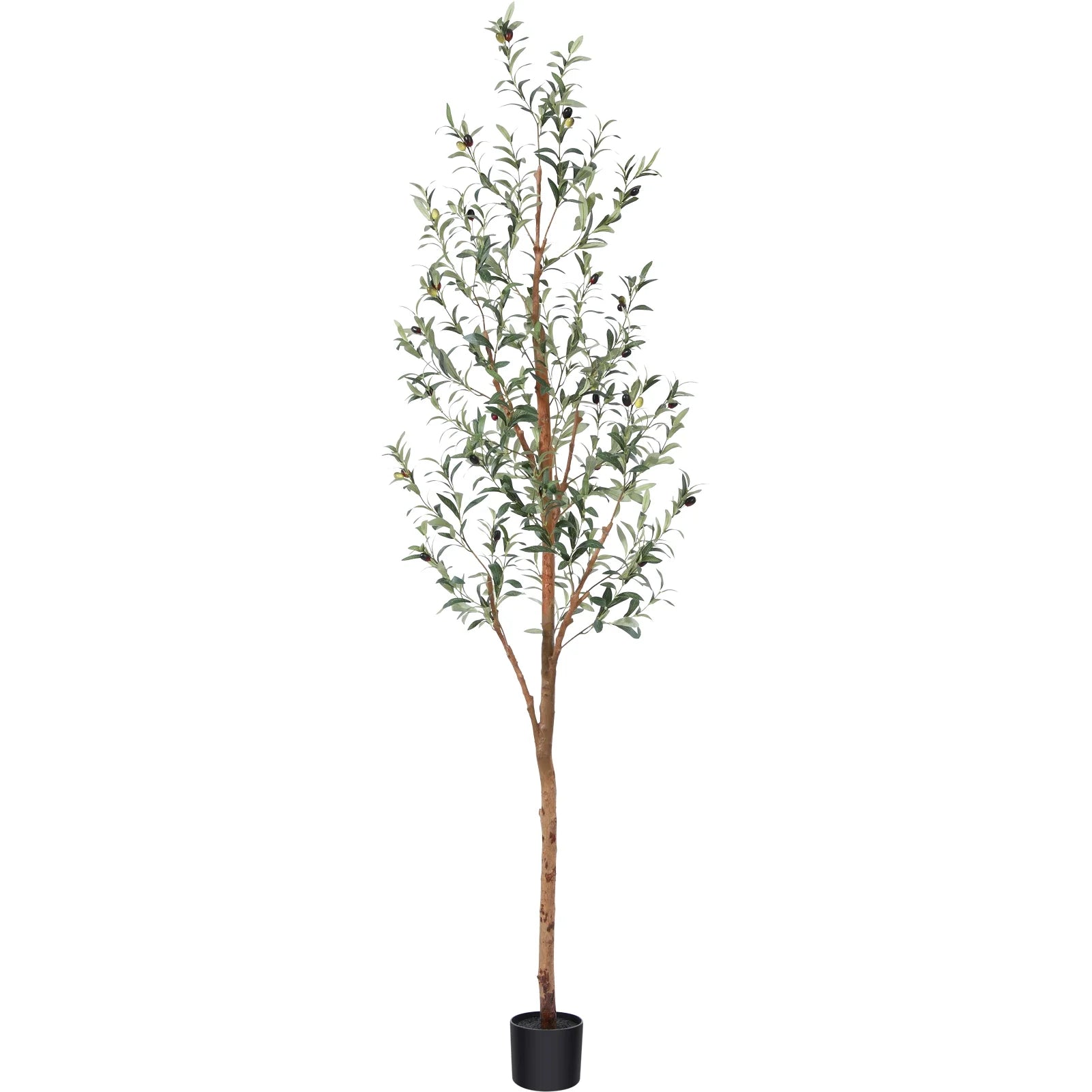 7FT Artificial Olive Tree with Fruits and Wood Branches, Potted Faux Olive Plants. 12 Lb.