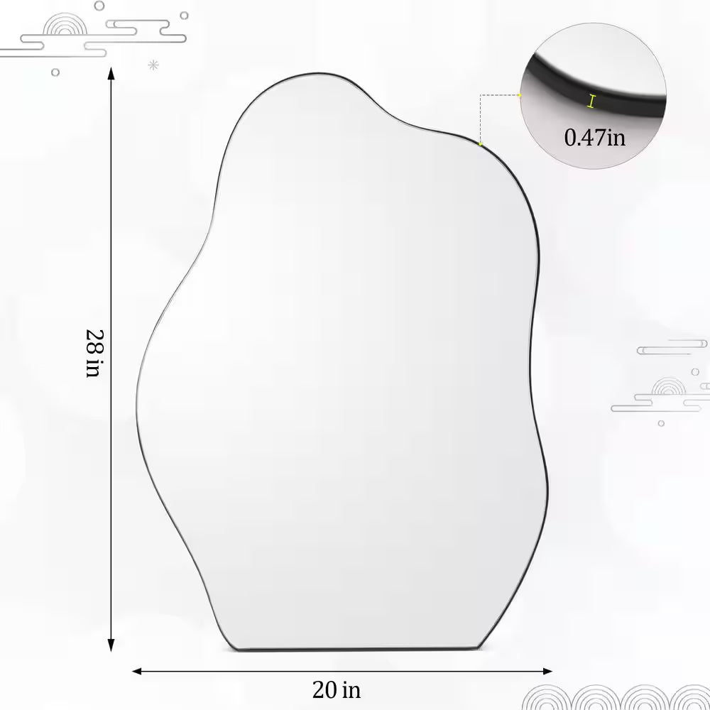 20 In. W X 28 In. H Irregular Modern Frameless MDF Wall Mirror Decorative Mirror