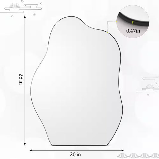 20 In. W X 28 In. H Irregular Modern Frameless MDF Wall Mirror Decorative Mirror