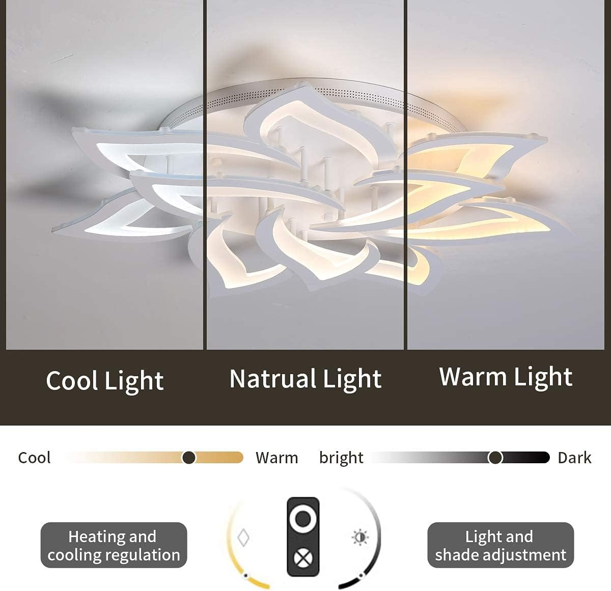 Dimmable LED Ceiling Light, 72W Modern Acrylic Flush Mount Ceiling Lamp with Remote Control Metal Flower Shape Chandelier Lighting Fixture for Living Room Bedroom Kitchen