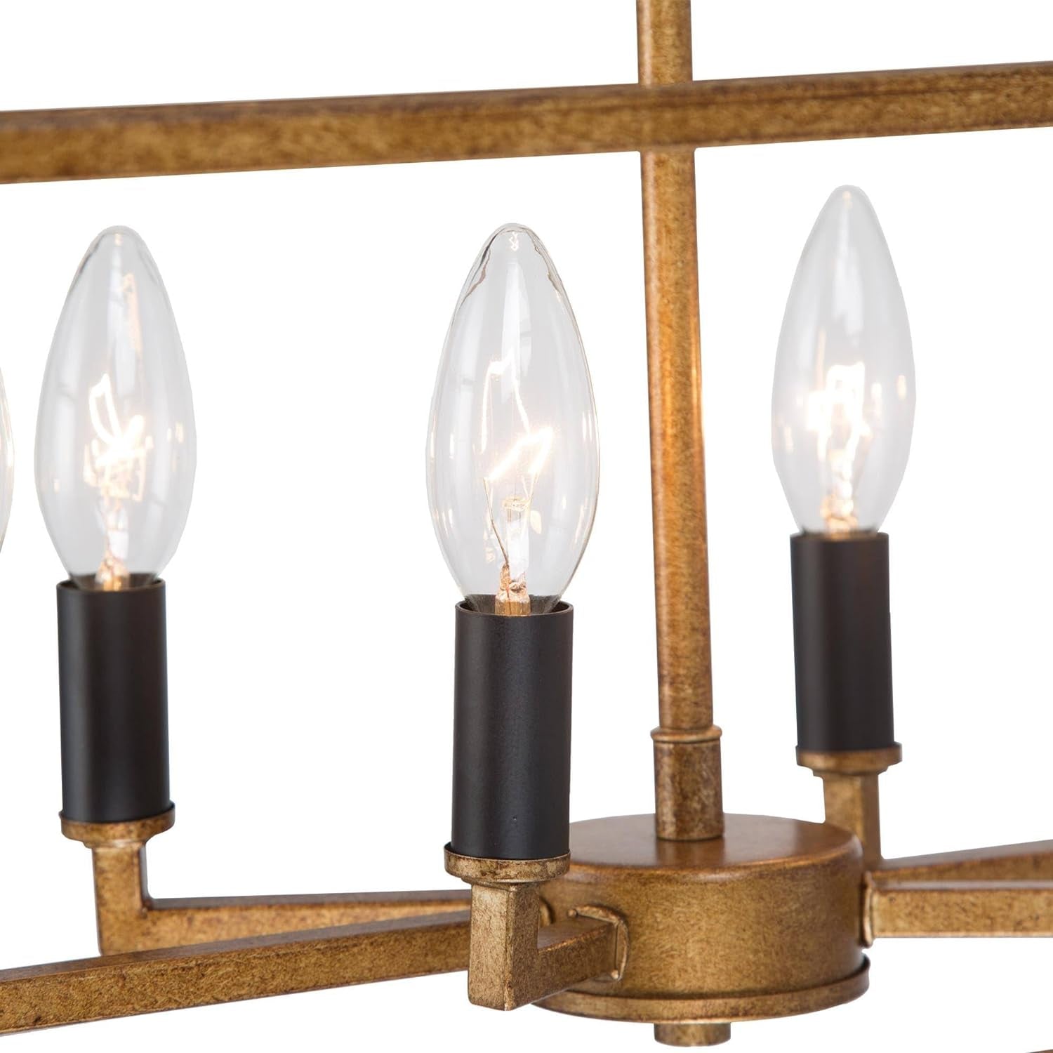 Farmhouse Chandeliers for Dining Room, 6-Light Gold Chandelier, 23.5“ Handmade Distressed Gold Dot Medium Island Lights for Kitchen