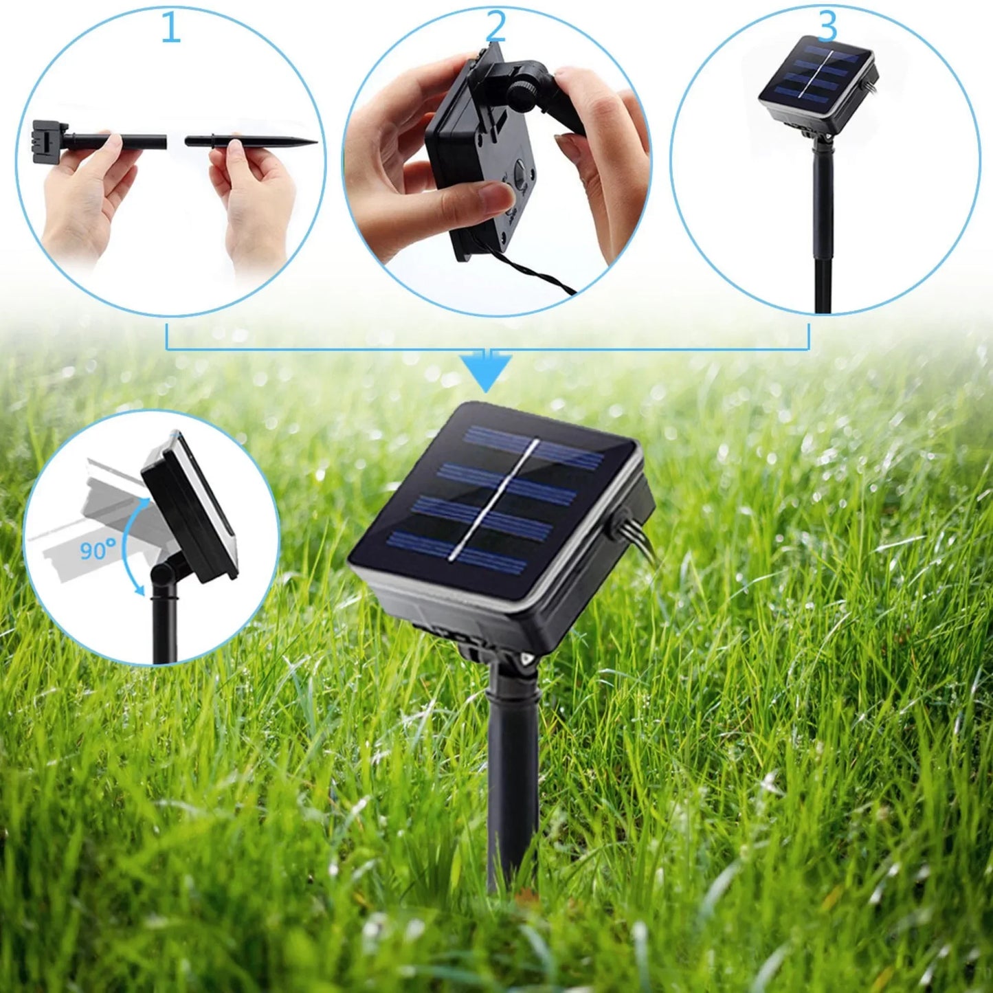 Water Droplets Solar String Lights Led Waterproof Outdoor Decoration Garland Fariy Lights Christmas Wedding Party Garden