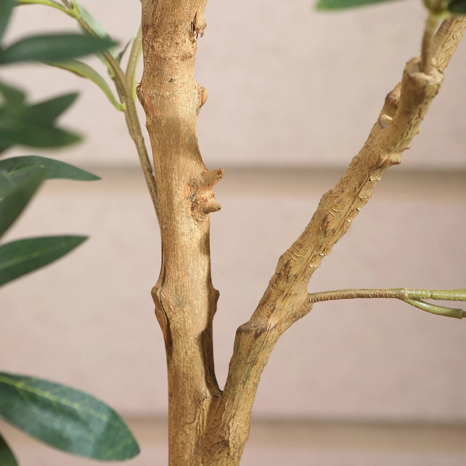 7FT Artificial Olive Tree with Fruits and Wood Branches, Potted Faux Olive Plants. 12 Lb.