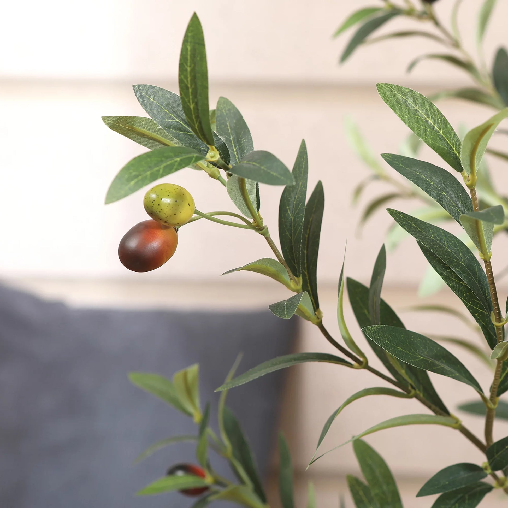 7FT Artificial Olive Tree with Fruits and Wood Branches, Potted Faux Olive Plants. 12 Lb.